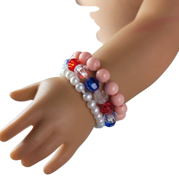 18" Doll Bracelets Jewelry Accessories Pearls Patriotic Beads Lot Of 3 OG AG - Picture 4 of 5